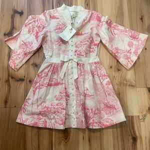 Mestiza NY Elegant Pink and Cream Mini Dress